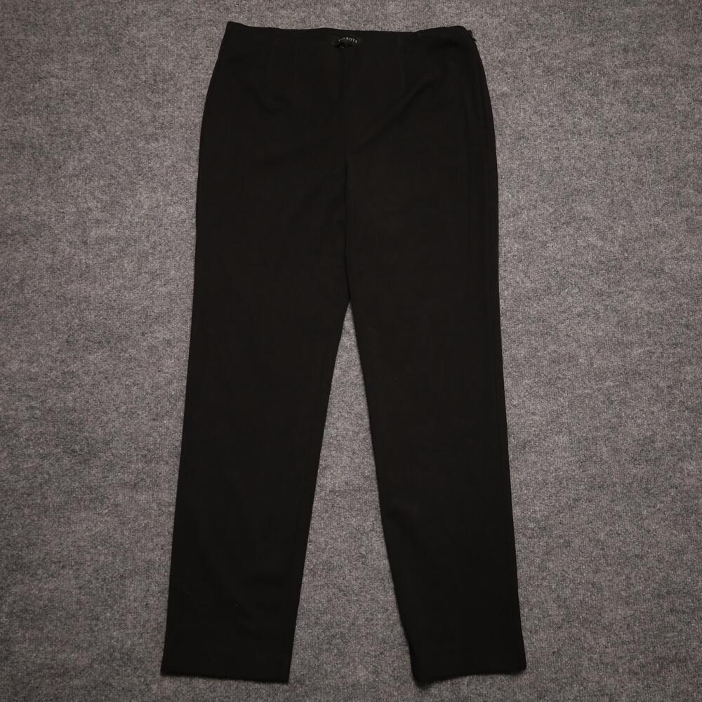 Talbots Pants Womens 10 Black Twill Flat Front Straight Leg Stretch Dress Work